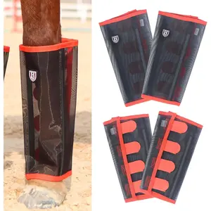 Harrison Howard Loose-Fitting Horse Fly Leggings Breathable, Tear-Resistant Fine Mesh Leg Guards Stay-on Comfortable Fly Boots (Set of 4)