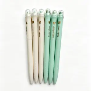 6 Count Clover Neutral Pens, Light /mustard Rods, Rotating Core, 0.5mm Ink, Quick-Dry, School & Office Use