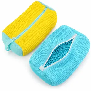 Shoe Laundry Bag for Washing Machine, Reusable Zipper Sneaker Wash Bag with Soft Chenille Lining, Machine Washable Shoe Protector Bag for Sneakers, Home Laundry Room and Travel