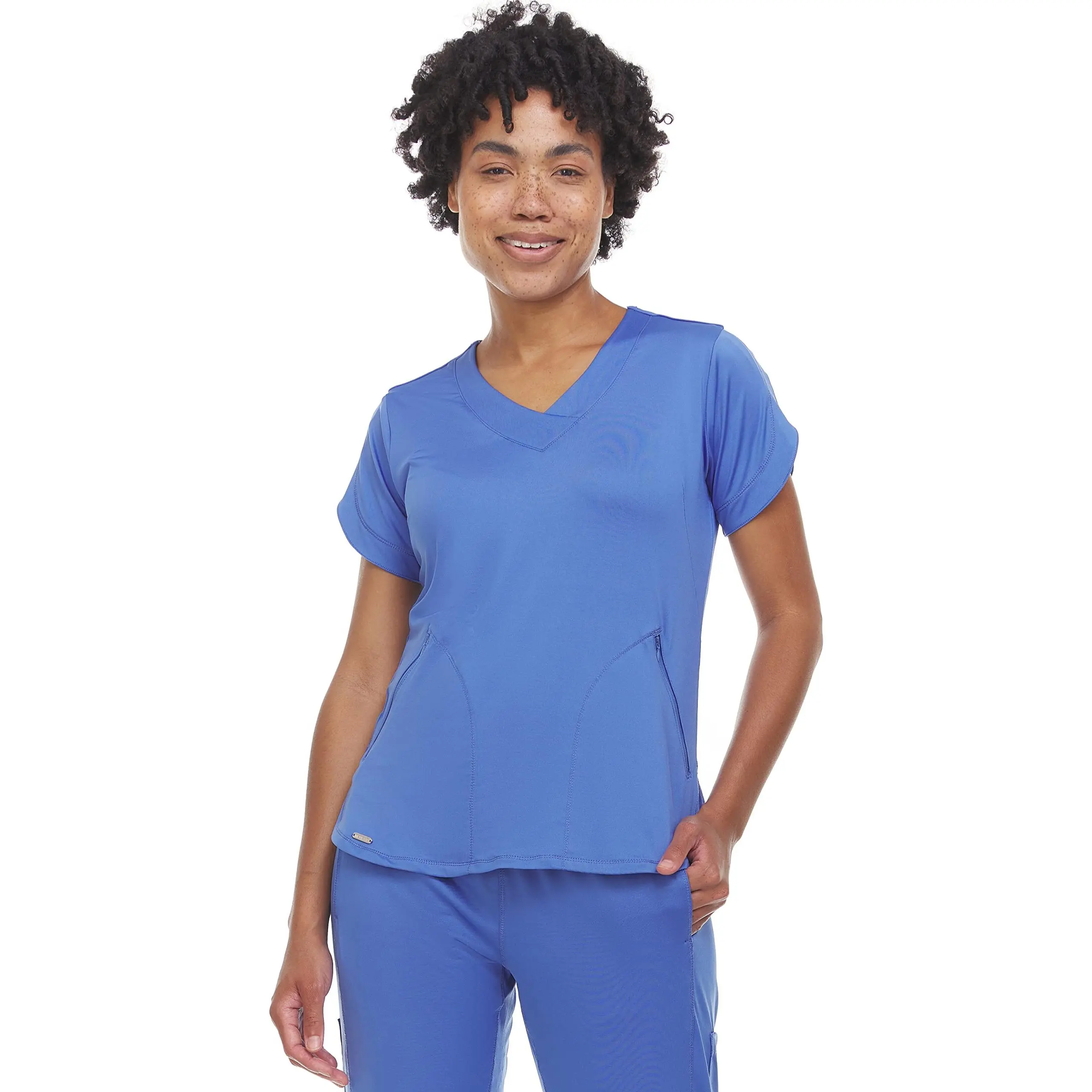 MediChic Scrubs Women's V Neck Nylon Spandex Active Scrub Top