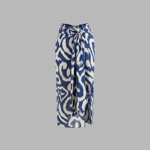 Cider Mid Rise Abstract Knotted Split Maxi Skirt