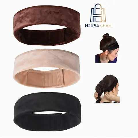 3PCS Velvet Wig Grip Bands - Anti-Fall Non-Slip Fashion Headbands, Adjustable Soft Elastic Holders for Secure Wig Wear, Black Velvet Hair Accessories, Anti Fall Hairband