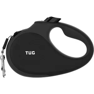 360° Tangle-Free Retractable Dog Leash with Anti-Slip Handle | 16 Ft Strong Nylon Tape | One-Handed Brake, Pause, Lock (Medium, Black/Grey)