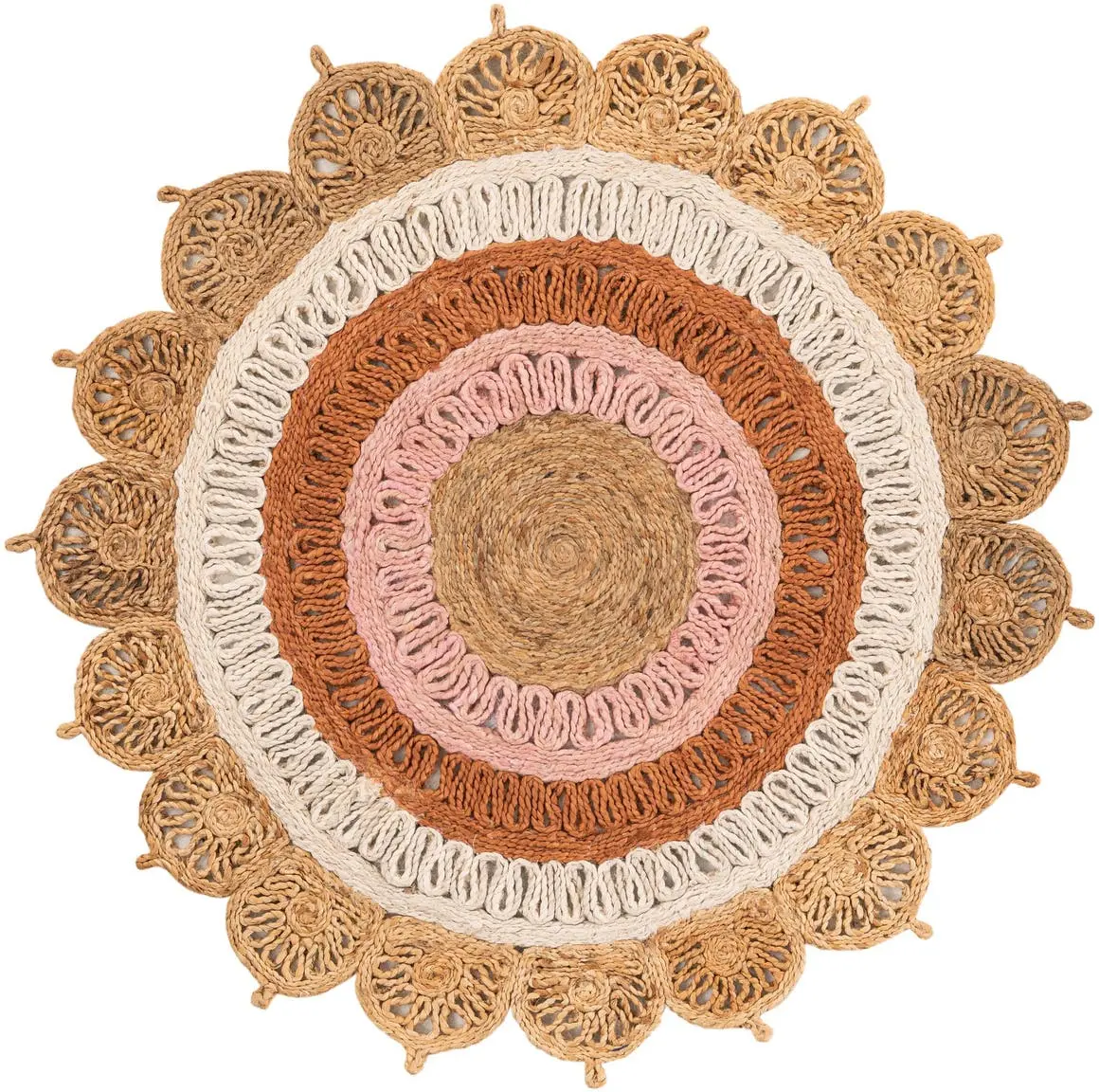 Natural White Orange Pink 4' 1 x 4' 1