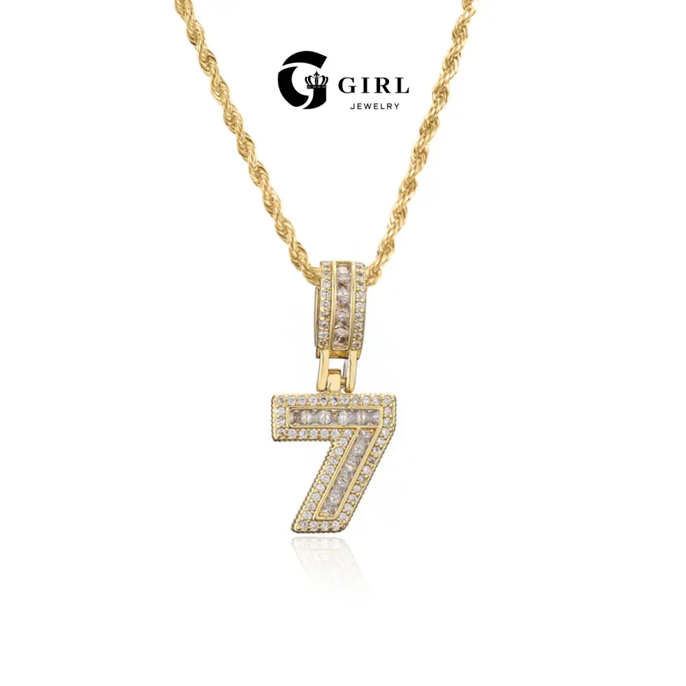 GGIRL Exquisite 18k Gold Plated Cubic Zirconia 0 to 9 Lucky Number Pendant Necklace for Men and Women Personalized Hip Hop Lucky Number Jewelry Perfect for Daily Party Outfit Decor,Ideal Gift Giving for Her/Boy/Mom on Birthday Anniversary Mother's Day