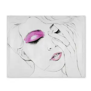 Begin Home Decor CPPM1418HSRCLG 14 x 18 in. Pink Makeup Contemporary White Bedroom Polyester Placemat
