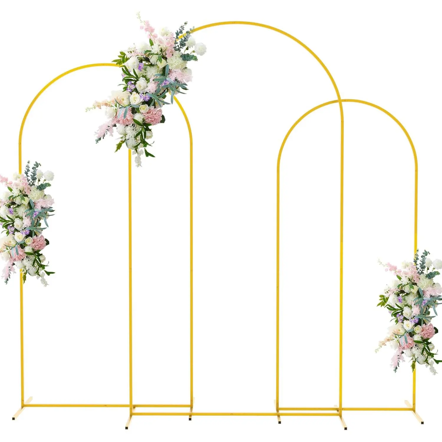 Metal Arch Backdrop Stand Set of 3 (7.2FT, 6.6FT, 6FT)  Arched Frame for Wedding Ceremony Parties Birthday  Shower Garden Balloon Decoration
