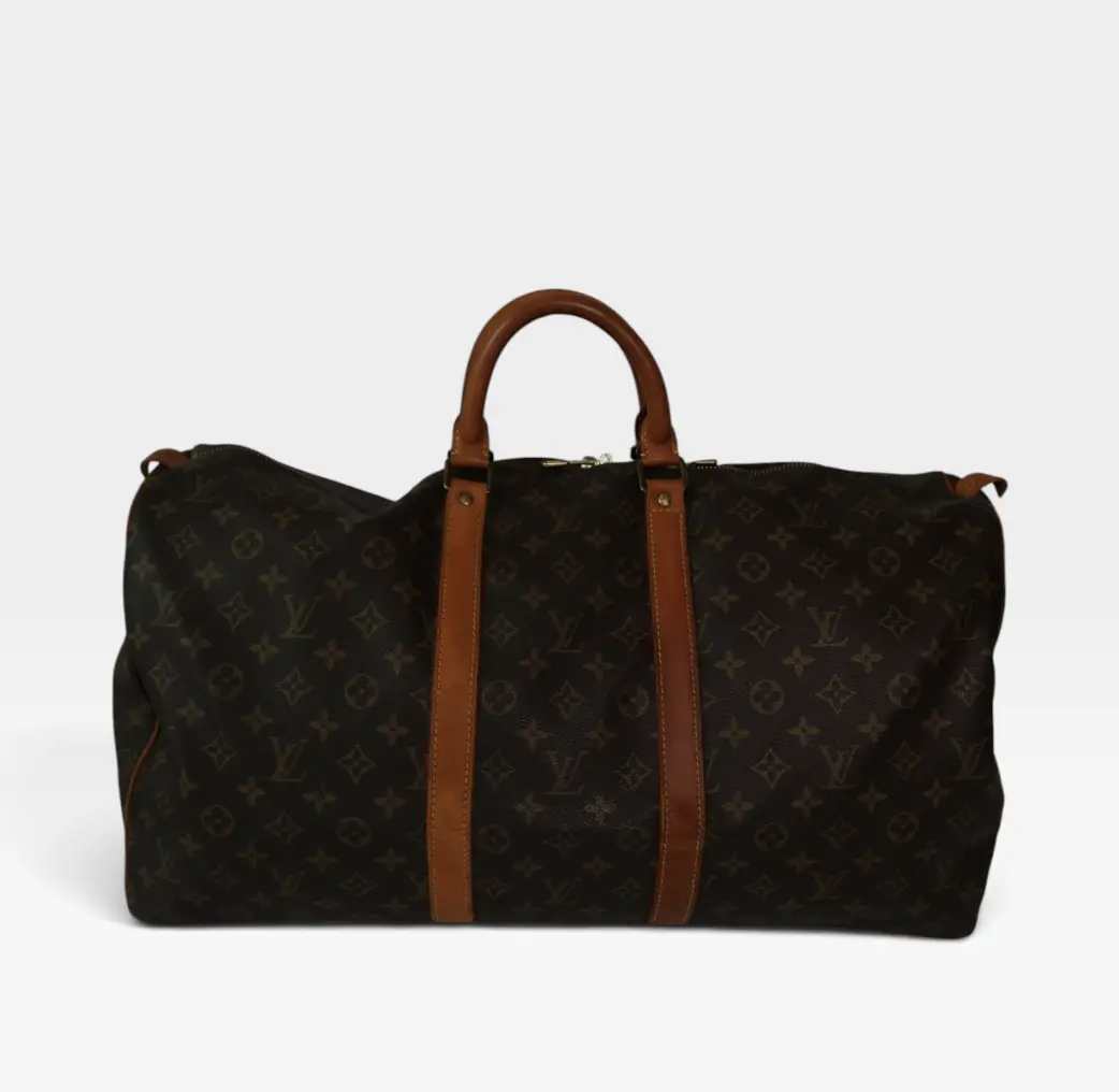 Pre-owned Louis Vuitton Coated Canvas travel bags Keepall 55 Brown Monogram