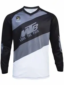 Long Sleeve Cycling Jersey - V-Neck Top For Mountain Biking, Off-Road Motorcycle Racing And Outdoor Sports - Comfortable For All Seasons, Machine Washable, Rider Gear, All-Weather Outdoor Apparel, Fashionable Sports Design 7