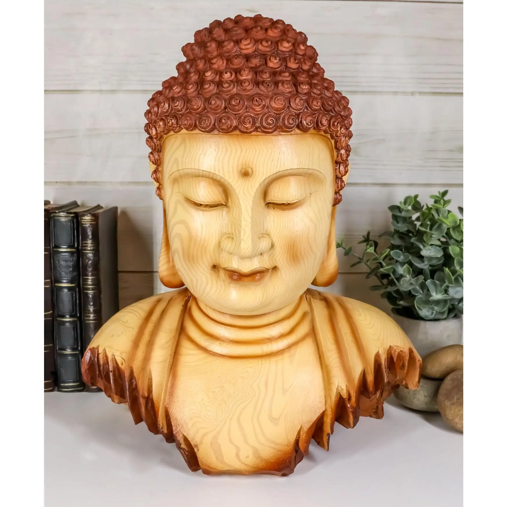 Ebros Large Feng Shui Shakyamuni Buddha Bust W/ Ushnisha and Rosy Cheeks Statue