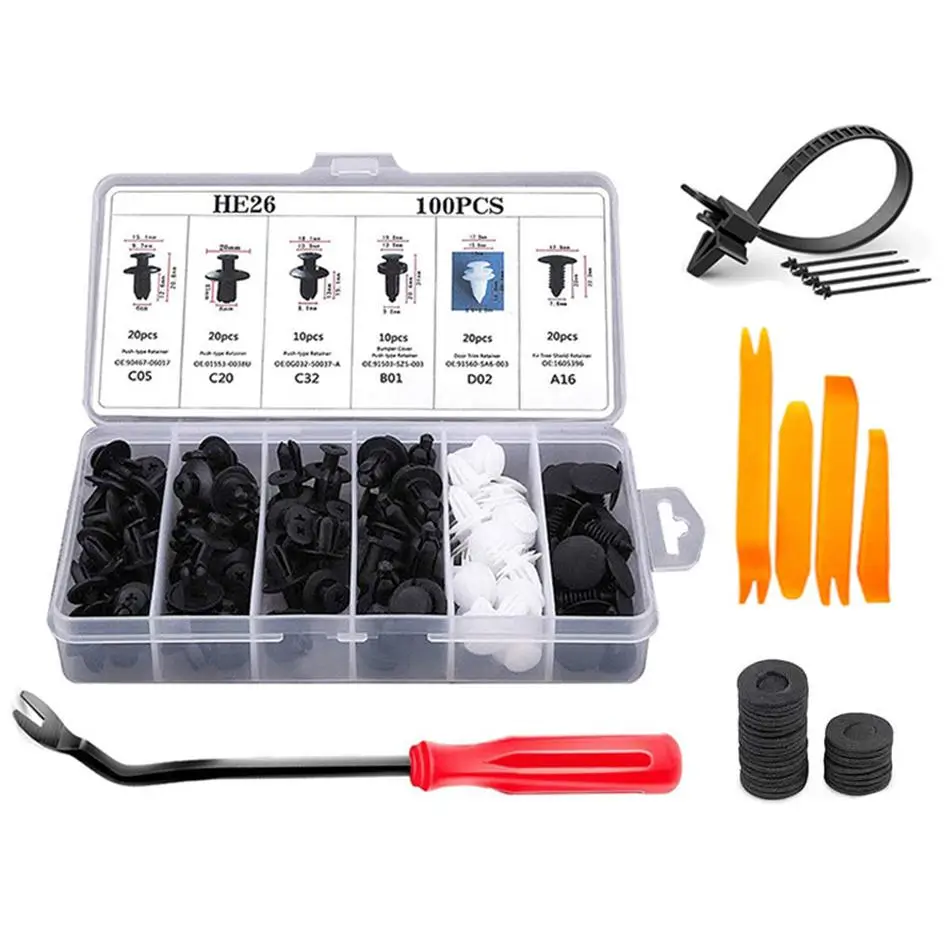Plastic Expansion Screws Box Set, Car Door Panel Mudguard Bumper Wheel Arch Clips, Durable PP Material, 100/101/130pcs