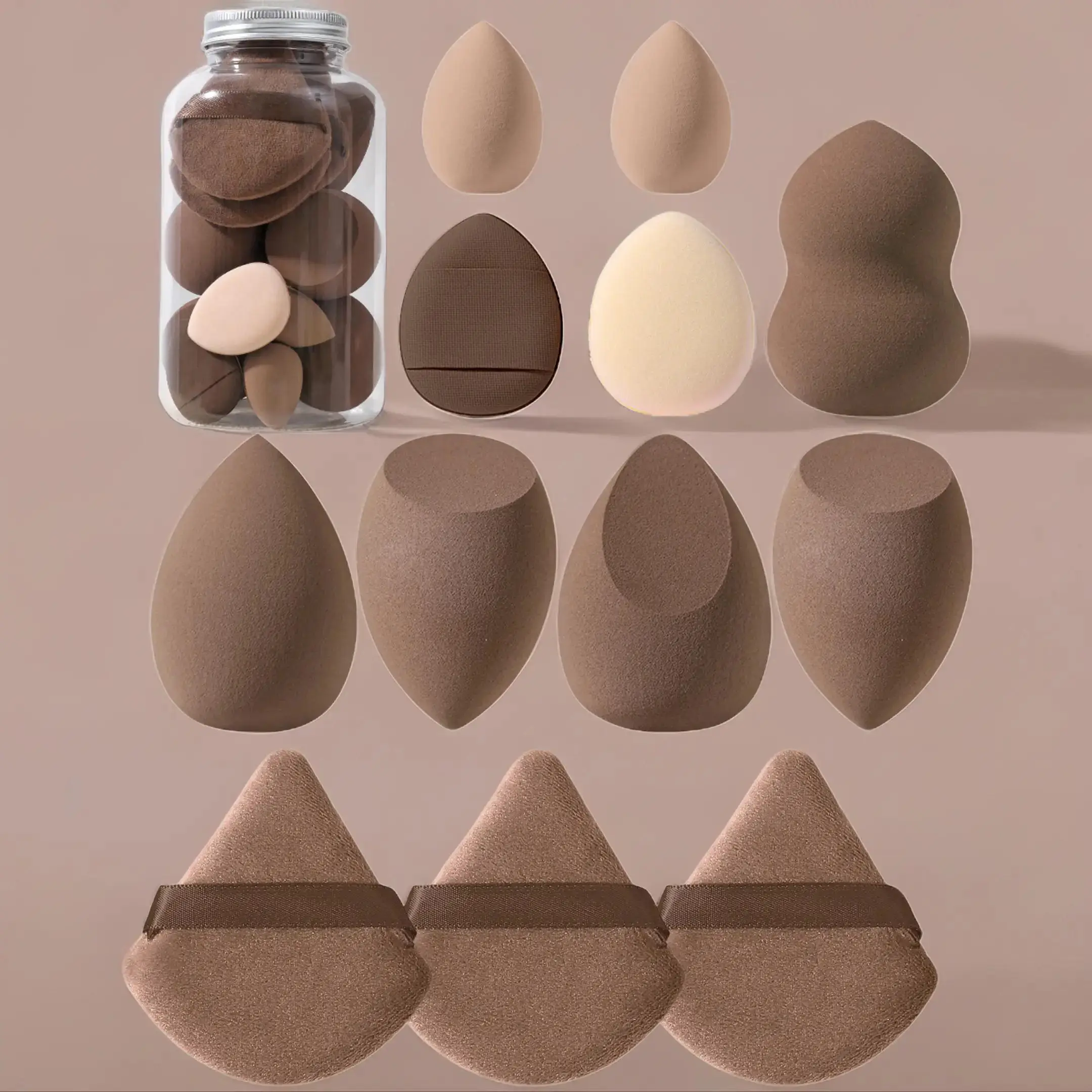 Blending Makeup Sponge & Powder Puff Set, 12pcs Versatile Makeup Sponges for Liquid Foundation, Loose Powder, Concealer, Cream, Soft Beauty Sponges Se