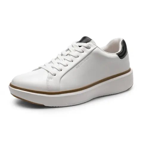 BRUNO MARC Men's Low-Top Lace-Up Minimalist Closed Synthetic PU Leather Casual Sneaker Trainers - Round Toe, 1.57-in EVA Chunky Sole for Stability, Lightweight Arch Support, for Training, Athletic Activities