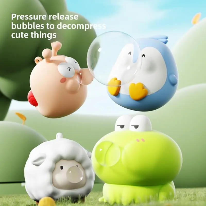 Cute Animal Spitting Bubbles Squish Squeeze Toy Anxiety Stress Relief Sensory Antistress Toys for Adults Birthday Christmas