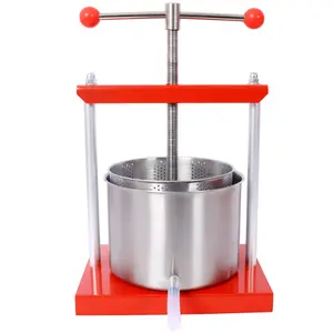 Fruit Wine Manual Press 0.53-1.6 Gallon Stainless Steel Barrels Press Machine for Juice, Vegetable,Wine,Olive Oil