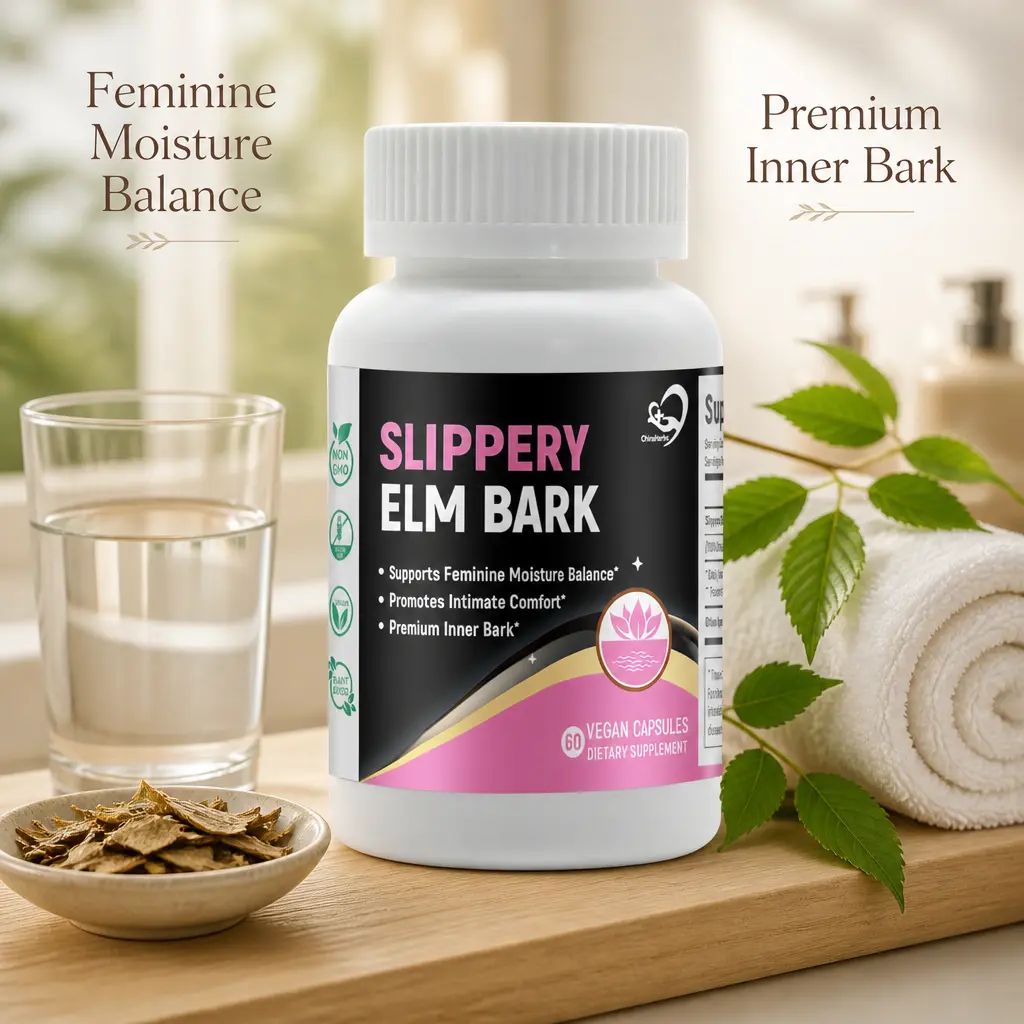 Laicuherb Organic Slippery Elm Bark Capsules - 1000mg Botanical Extracts, Gluten Free Digestive Relief Supplement for Adults, Vegan, Probiotic-Infused, 60 Capsules for Balance Support