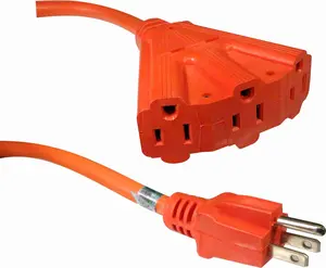 AMERICAN RECORDER Male to 3 Female AC Power Extension Cords, Orange, 12 awg