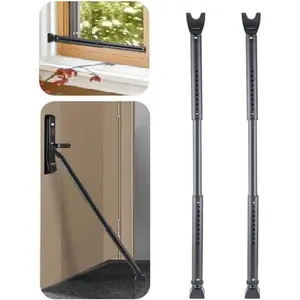 2 Pack 2-in-1 Door Security Bar & Door Stopper Security Jammer Bar Child Constructed of High Iron Window Doors Security Bars, Black
