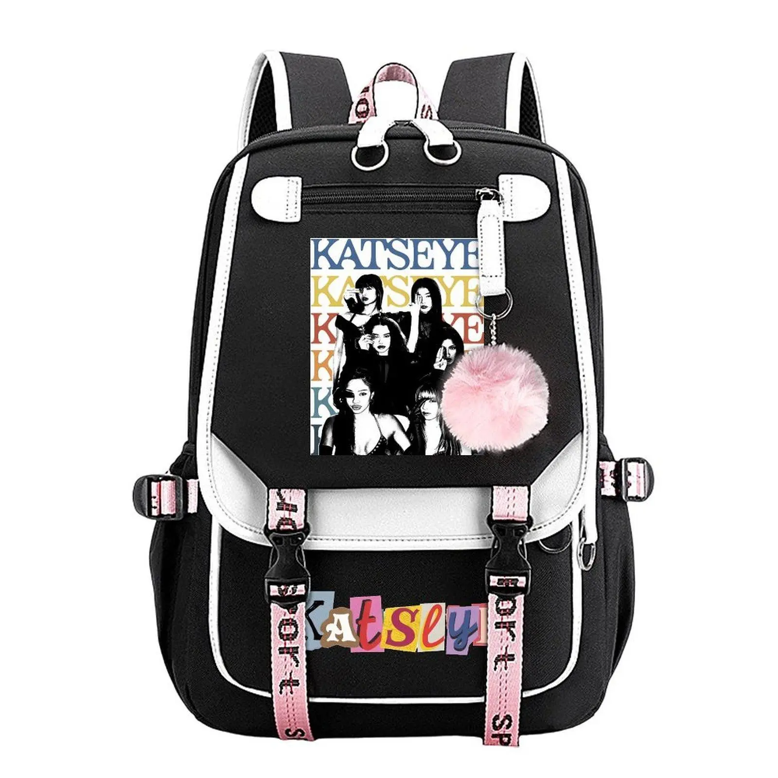 Retro Katseye Tendy Youth School Backpack for Teens Girls Boys, Large Capacity Laptop Bookbag, Back to School Supplies Birthday Gift for Students