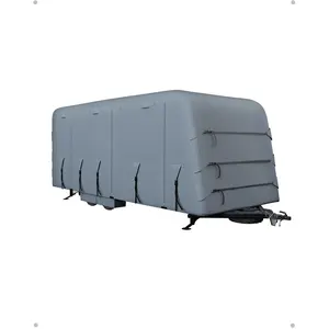 6-Layer Heavy-Duty RV Cover, Upgraded Waterproof UV Windproof Breathable Fabric, Travel Trailer Motorhome Protector with Reinforced Straps and 4 Tire Covers, Fits 24-27 FT