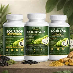 Soursop Capsules 20-in-1 with Irish Sea Moss, Ashwagandha & Black Seed Oil – 9000mg Herbal Equivalent, Immune Support, Energy & Gut Health – Vegan Supplement, 60 Capsules