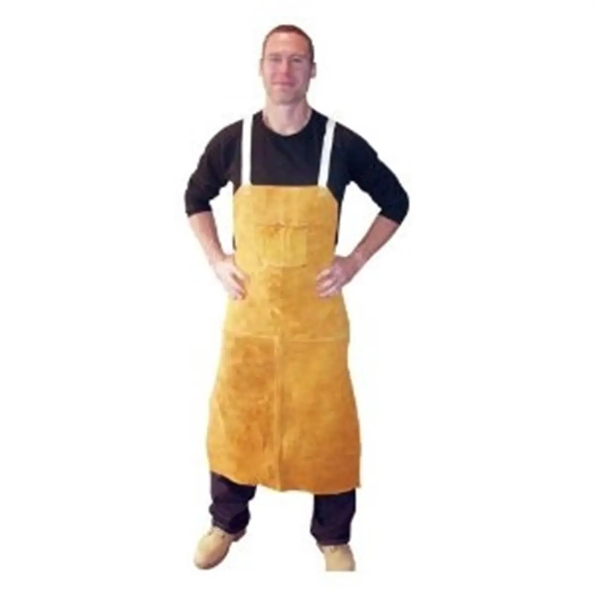 212 MAIN Heavy-Duty Cowhide Leather Welding Apron, 42 in. Bib with Adjustable Straps, Chest Pocket, and Heat & Flame Resistant Kevlar Stitching
