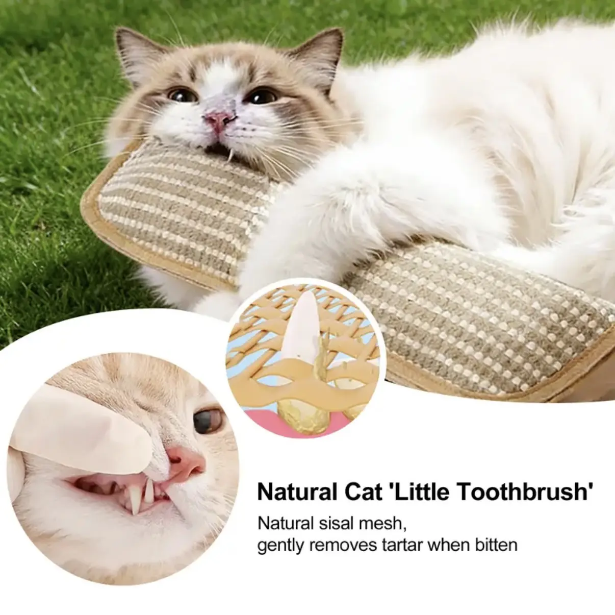 Summerwins Durable Cat Scratching Board - Natural Sisal Scratcher, Interactive Dual-Purpose Design, All-Seasons Kitten Paw Grinding Tool, Universal Catnip Stick Replacement, Healthy Teeth Chewing Aid, Reduces Boredom