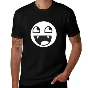 Vampire Smiley Face Graphic T-Shirt, Funny Cartoon Monster Emoji Tee, Casual Short Sleeve Novelty Horror Shirt for Men, Perfect Halloween Costume & Daily Wear