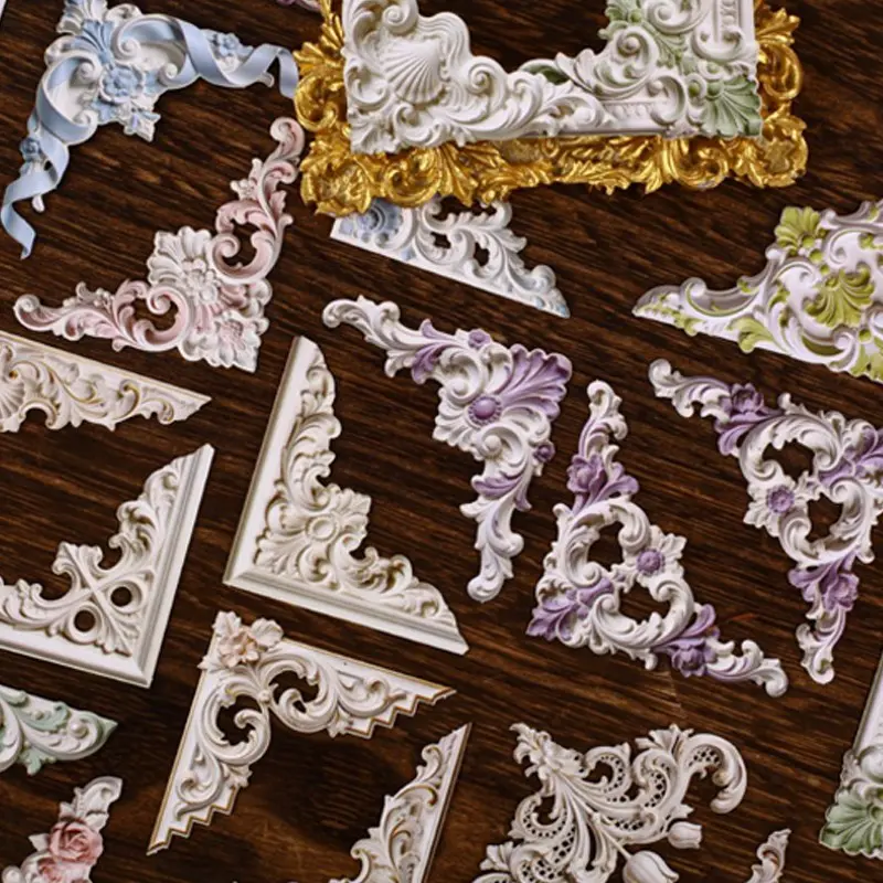 Retro Story Sticker Pack Self Adhesive Stickers Embossed Series European Vintage Journal Decoration Patchwork Material Corner Stickers 20 Pieces
