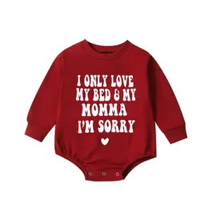 REDWOON Newborn Baby Girl Boy My First Valentines Day Outfit I Only Love My Bed And My Momma Onesie I'm Sorry Romper