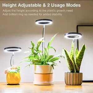 LED Full Spectrum Grow Light for Indoor Plants, USB Powered Height Adjustable Plant Light with Dimmable Brightness & 3/9/12H On/Off Timer, for Houseplants, Seedlings, Herbs, Succulents