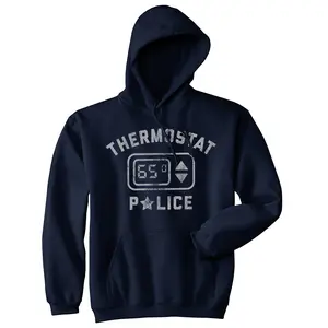 Thermostat Police Unisex Hoodie Funny HVAC Heating and Air Conditioning Climate Hooded Sweatshirt Unisex Vintage Fashion Hoodies Dad Joke Hoodie Funny Sarcastic Pullover Novelty Sweatshirt Navy -