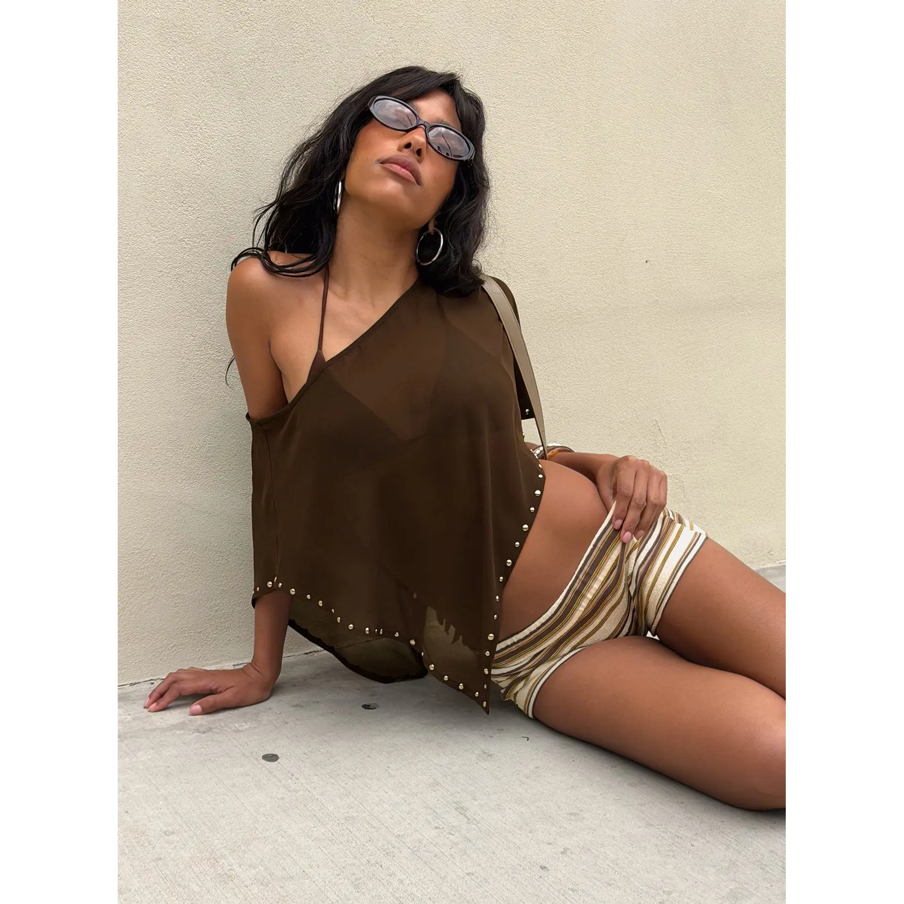 Safe Space Sheer Poncho Brown