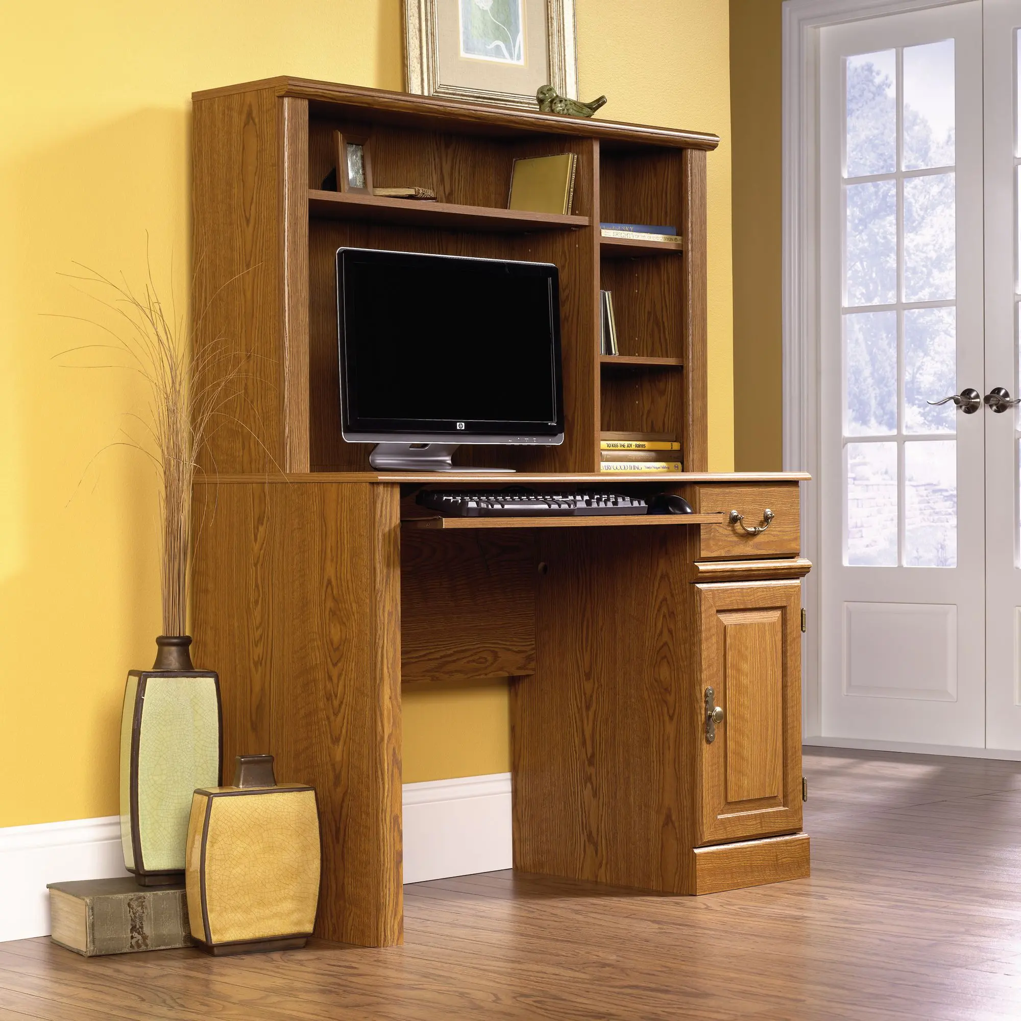 Sauder Orchard Hills Computer Desk With Hutch - Spacious Tabletop, Slide-Out Keyboard Shelf, Adjustable Shelves, Easy-Gliding Drawer, Computer Desk Stand, Home Office Table, Large Computer Desk, Office Desk