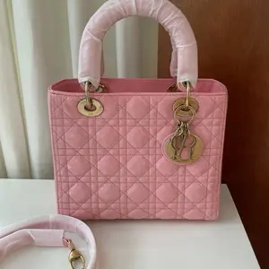 Pre-owned Dior leather Shoulder Bags Lady pink patent medium shoulder bag