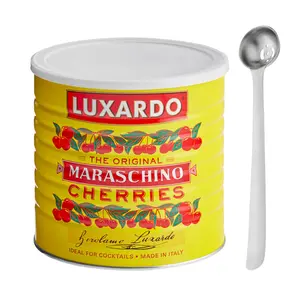 LUXARDO Cocktail Cherries for Old Fashioned Manhattan and Desserts | Premium Quality Award Winning | The Original Maraschino Cherries with Marasca Syrup | Prime Dark Cherries | Cocktail Garnishes for Drinks Pastry & Gourmet + HOSPO Cherry and Olive Spoon