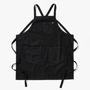 Abalone Black Denim Crossback Apron
