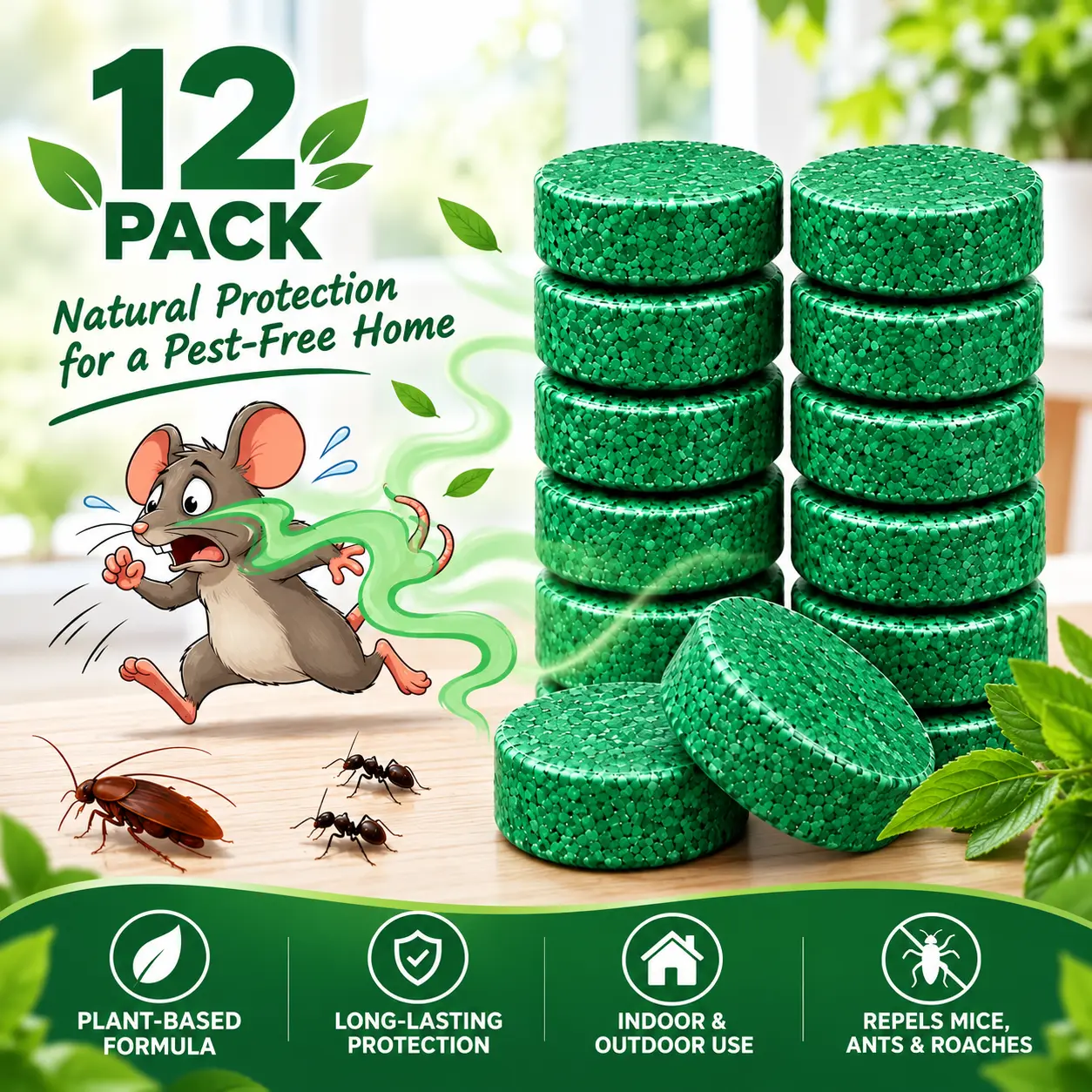 Natural Peppermint Oil Pest Repellents Pouches  - Home Pest Control, Fast-Acting Eco-Friendly Cost-Effective , Mice Repellent Indoor and outdoor, Car,RV,Storage,Garage & Shed Use,12-Pack
