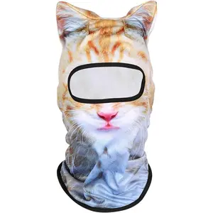 3D Cat Ski Mask Balaclava with Ears - Unisex Cat Shiesty Face Cover for Skiing, Music Festivals, Cycling, Halloween Parties
