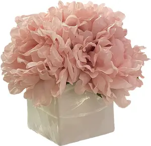 Artificial Flowers with Vase, Fake Peony Flowers in Vase,Faux Flower Arrangements for Home Decor