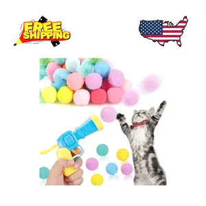 30Pcs Plush Fuzzy Balls Launcher Cat Toy for Cats