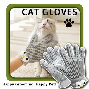 2-in-1 Anti-Scratch Pet Grooming Glove for Cats & Dogs, Double-Sided Deshedding Brush with Nail File & Pad, Efficient Hair Removal, Massage & Cleaning Tool, Easter Gift Option