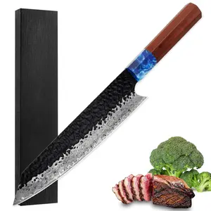 8-Inch 67-Layer Damascus Chef's Knife (Ox Knife) - VG-10 Core, 9Cr18MoV High-Carbon Blade, Hand-Hammered Pattern, African Padauk Octagonal Handle, Premium Gift Box