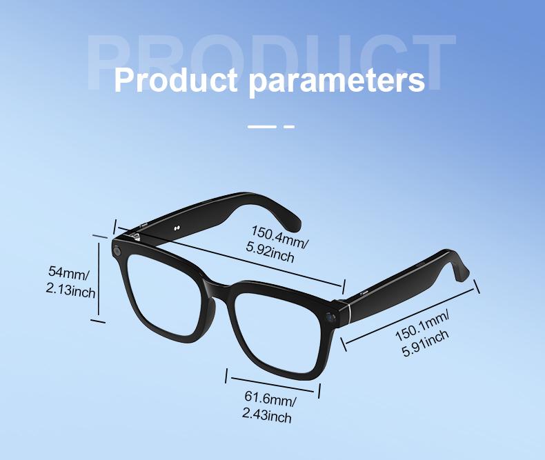 Smart Bluetooth Glasses with Camera, 1080p Video Recording Wearable Glasses, Multifunctional Wireless Audio Glasses with Headphone, Outdoor Sports Camera Sunglasses with Intelligent Voice Assistant, Anti-blue Light Protection Eyeglass fathersdaygift