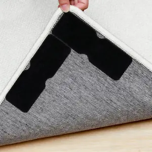 Rug Carpet Non Slip Grippers 8PCS, Reusable Non-Slip Rug Pads, Strong Adhesive Rug Stickers, Double Sided Mat Corner Gripper Tape, Grippers for Area Carpet, No Damage Removable for Hardwood Floors