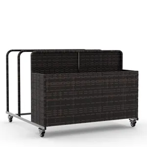 GARVEE Rolling Poolside Float Storage, Pool Storage Bin, Outdoor Storage Organizer PE Rattan Pool Towel Rack for Floaties, Pool Accessories and Patio Furniture