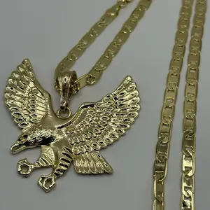 Gold Plated Eagle Necklace with Chain and Pendant 24" Bestie Gift Fashionable Streetwear Statement Jewelry