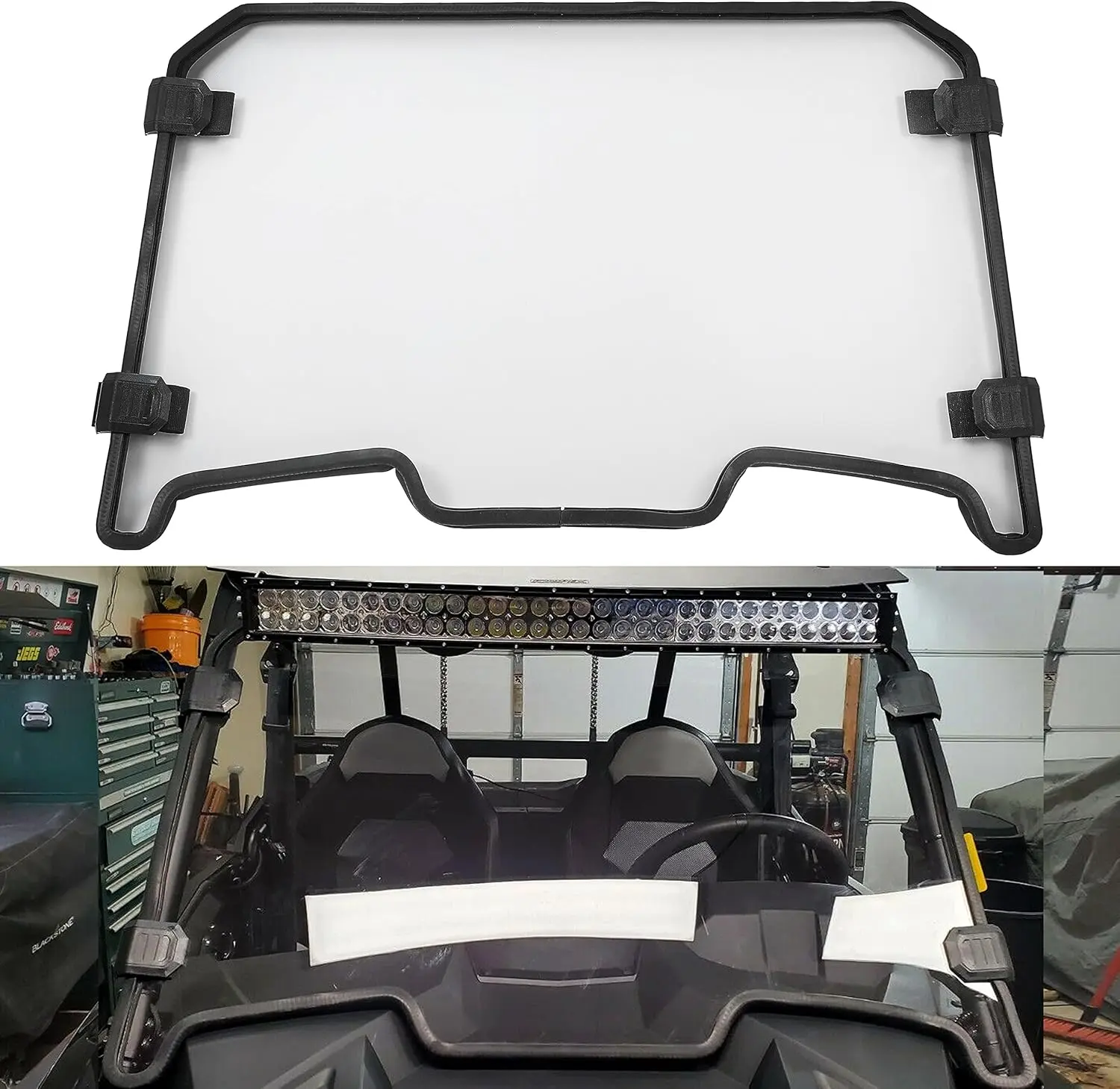 Front Full Windshield Compatible with 2019-2023 Polaris RZR XP 1000/XP 4 1000/XP Turbo/XP 4 Turbo Windscreen Polycarbonate Clear
