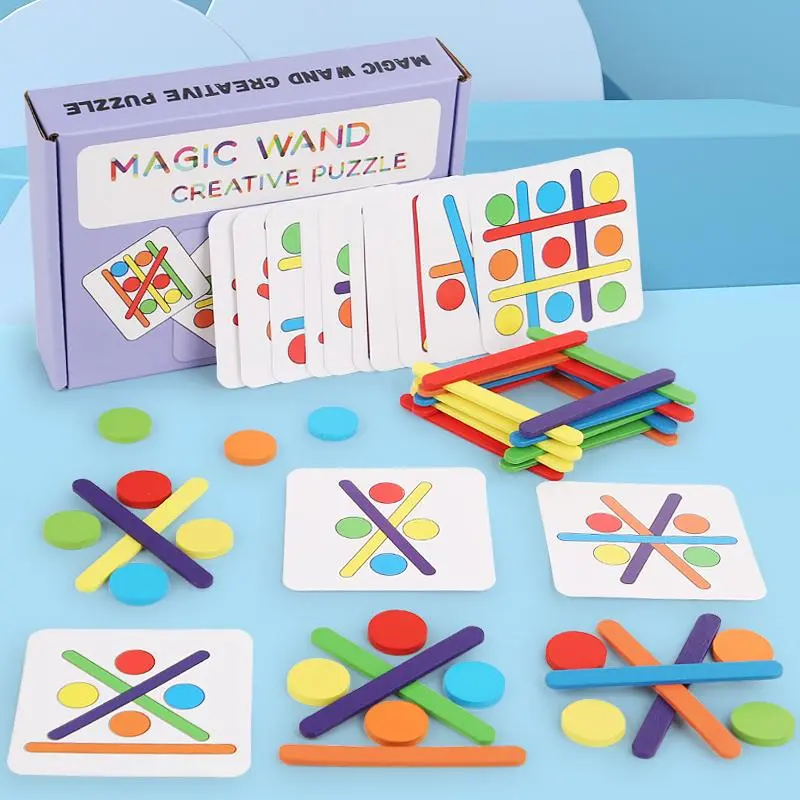 Magic Wand Puzzle Toy, 1 Box Creative Puzzle Toy, Educational Toy for Kids, Puzzles for Toddlers, STEM Educational Toy, Logic Thinking Training Toy, Stem Montessori Puzzle, Wooden Puzzle, Jigsaw Puzzles