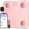 Ovutek Pink-A Smart Scale - Health Weighing Scale, Rectangular Bathroom Gadget, Digital Body Weight Monitor with BMI Tracking, Bluetooth Functionality, App Sync, Battery-Powered, Compact for Small Spaces, 400lb Capacity, Holistic View of Health Metrics